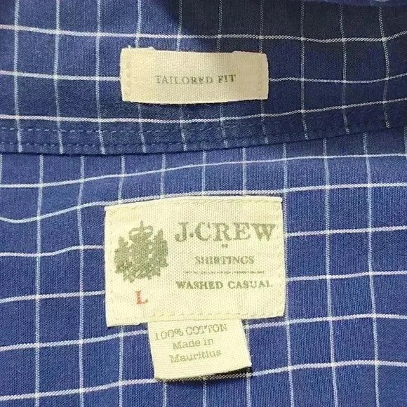 J. Crew cotton Tailored Fit Checkered Button Down Casual Men's Shirt L - Picture 5 of 6